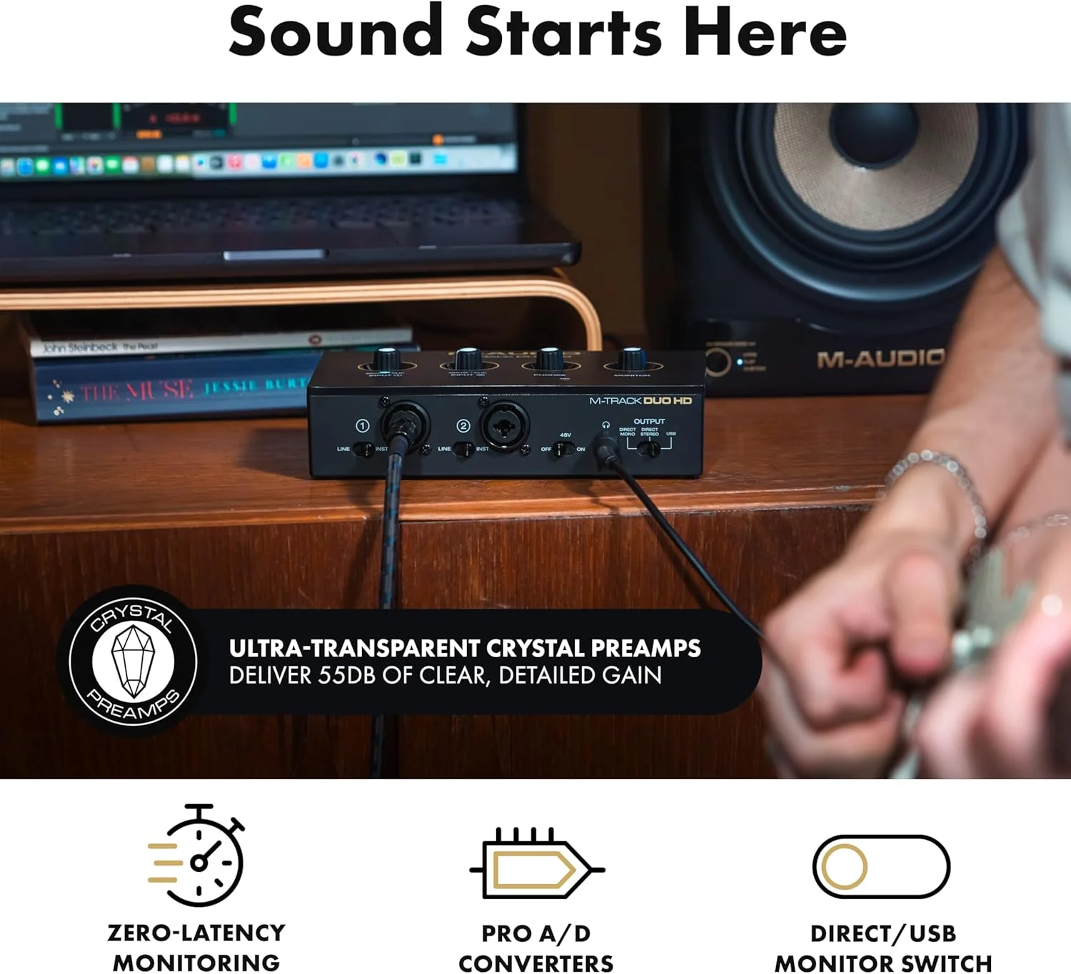 پکیج تولید کننده M-AUDIO M-Track Duo HD شامل کارت صدای M-Track Duo HD، میکروفون کاندنسر M100 و هدفون مانیتورینگ استودیویی HDH41 برای ضبط، تولیدکنندگان، تولیدکنندگان محتوا و پادکسترها پکیج تولید کننده M-AUDIO M-Track Duo HD شامل کارت صدای M-Track Duo HD، میکروفون کاندنسر M100 و هدفون مانیتورینگ استودیویی HDH41 برای ضبط، تولیدکنندگان، تولیدکنندگان محتوا و پادکسترها