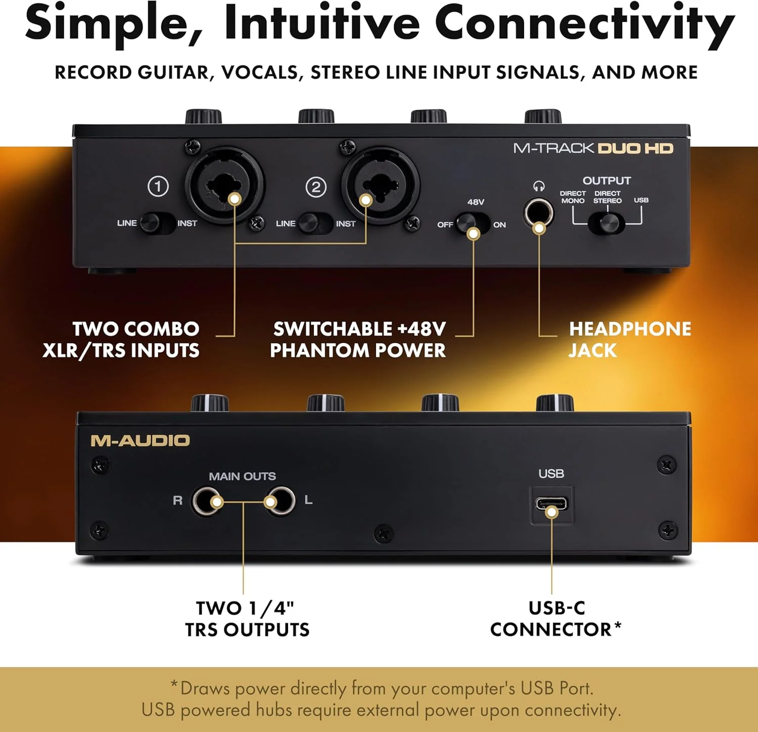 پکیج تولید کننده M-AUDIO M-Track Duo HD شامل کارت صدای M-Track Duo HD، میکروفون کاندنسر M100 و هدفون مانیتورینگ استودیویی HDH41 برای ضبط، تولیدکنندگان، تولیدکنندگان محتوا و پادکسترها پکیج تولید کننده M-AUDIO M-Track Duo HD شامل کارت صدای M-Track Duo HD، میکروفون کاندنسر M100 و هدفون مانیتورینگ استودیویی HDH41 برای ضبط، تولیدکنندگان، تولیدکنندگان محتوا و پادکسترها