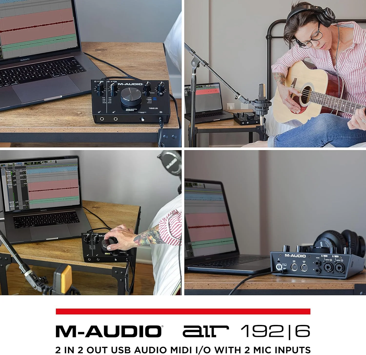 کارت صدای USB/MIDI M-Audio AIR 192|6 - 2 ورودی/ 2 خروجی به همراه نرم افزار ضبط صدا از Pro-Tools و Ableton Live به علاوه افکت ها و سازهای استودیویی کارت صدای USB/MIDI M-Audio AIR 192|6 - 2 ورودی/ 2 خروجی به همراه نرم افزار ضبط صدا از Pro-Tools و Ableton Live به علاوه افکت ها و سازهای استودیویی
