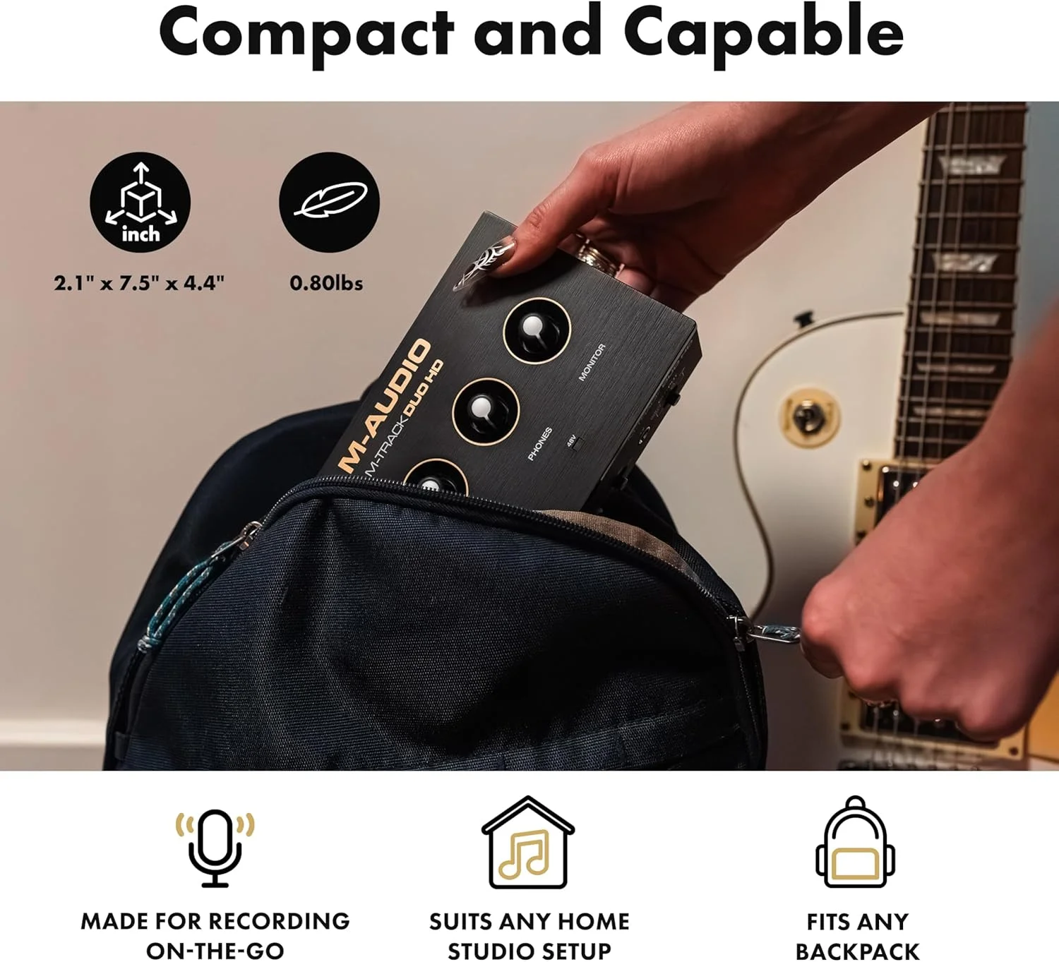 کارت صدای M-AUDIO M-Track Duo HD 24bit 192kHz برای ضبط، استریم، پادکست با USB-C، 2 ورودی XLR TRS، 2 خروجی TRS، به همراه بسته نرم افزاری