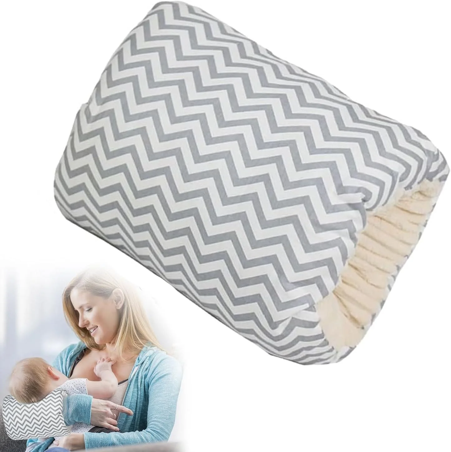 بالش شیردهی نوزاد Amerteer Cozy Cradle - بالش شیردهی کودک با پشتیبانی از سر - بالش شیردهی پنبه ای نرم برای حمایت از شیردهی - بالش شیردهی برای راحتی، ضروری برای نوزاد، قابل حمل برای مسافرت