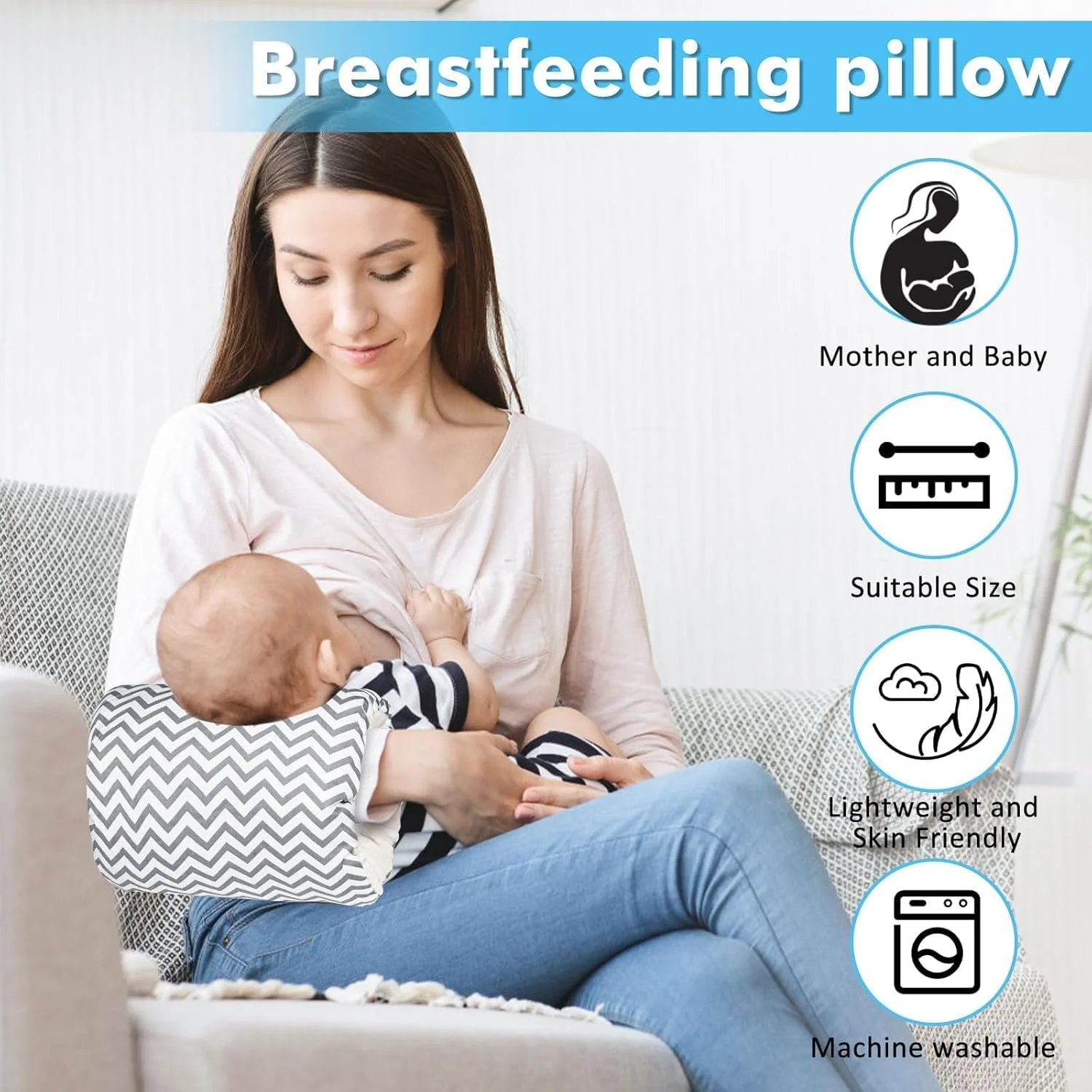 بالش شیردهی نوزاد Amerteer Cozy Cradle - بالش شیردهی کودک با پشتیبانی از سر - بالش شیردهی پنبه ای نرم برای حمایت از شیردهی - بالش شیردهی برای راحتی، ضروری برای نوزاد، قابل حمل برای مسافرت بالش شیردهی نوزاد Amerteer Cozy Cradle - بالش شیردهی کودک با پشتیبانی از سر - بالش شیردهی پنبه ای نرم برای حمایت از شیردهی - بالش شیردهی برای راحتی، ضروری برای نوزاد، قابل حمل برای مسافرت