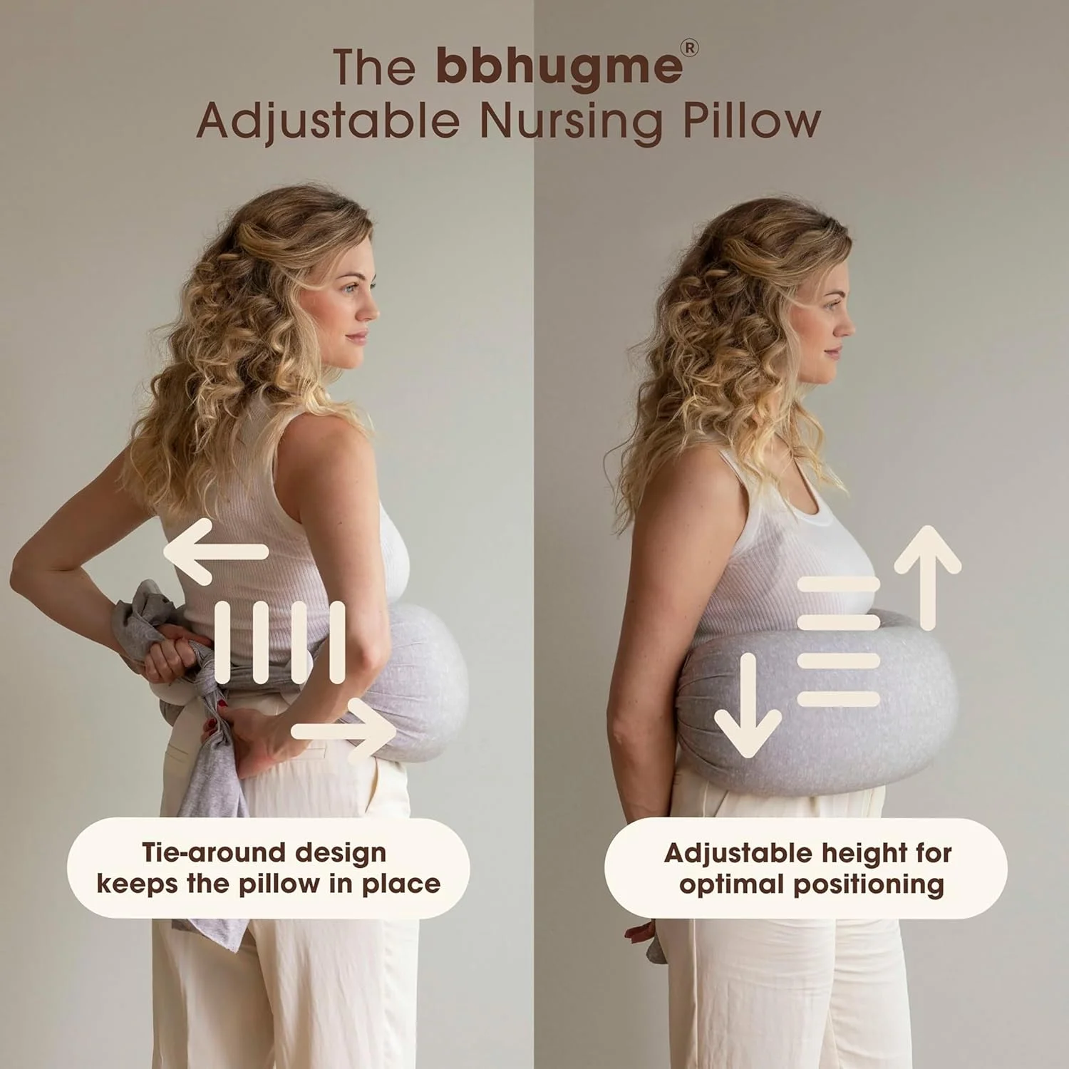 بالش شیردهی قابل تنظیم bbhugme - شیردهی مادر، تغذیه با شیشه، پشتیبانی از کودک - سفتی و تناسب قابل تنظیم - روکش بالش قابل شستشو - طوسی ملانژ بالش شیردهی قابل تنظیم bbhugme - شیردهی مادر، تغذیه با شیشه، پشتیبانی از کودک - سفتی و تناسب قابل تنظیم - روکش بالش قابل شستشو - طوسی ملانژ