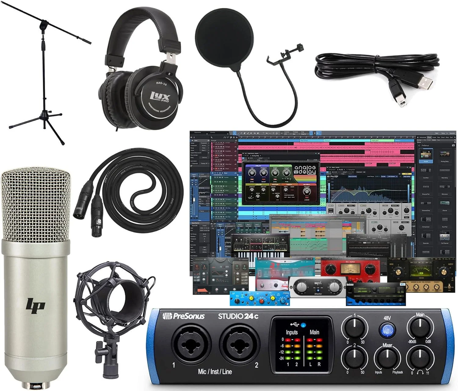 کارت صدای استودیویی PreSonus Studio 24c 2x2 USB Type-C با نرم افزار Studio One Artist به روز شده