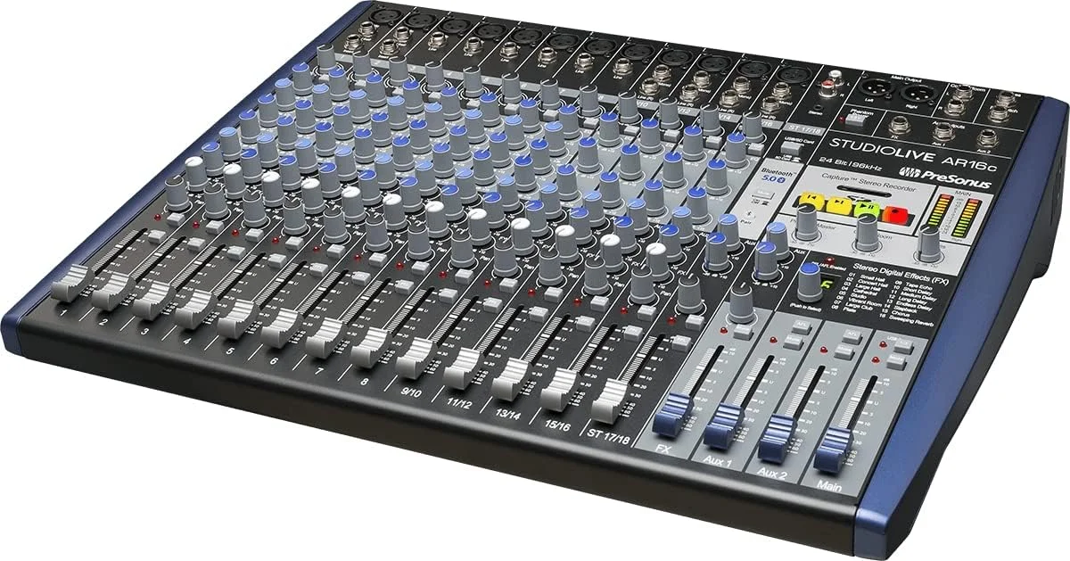 میکسر اجرای دیجیتال/آنالوگ هیبریدی 18 کاناله PreSonus StudioLive AR16c / کارت صدای سازگار با USB-C / ضبط کننده SD استریو با بسته نرم افزاری ضبط