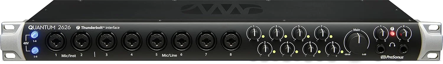 کارت صدای تاندربولت 3 پریسونوس Quantum 2626 با 26 ورودی/26 خروجی، سازگار با تراشه M1