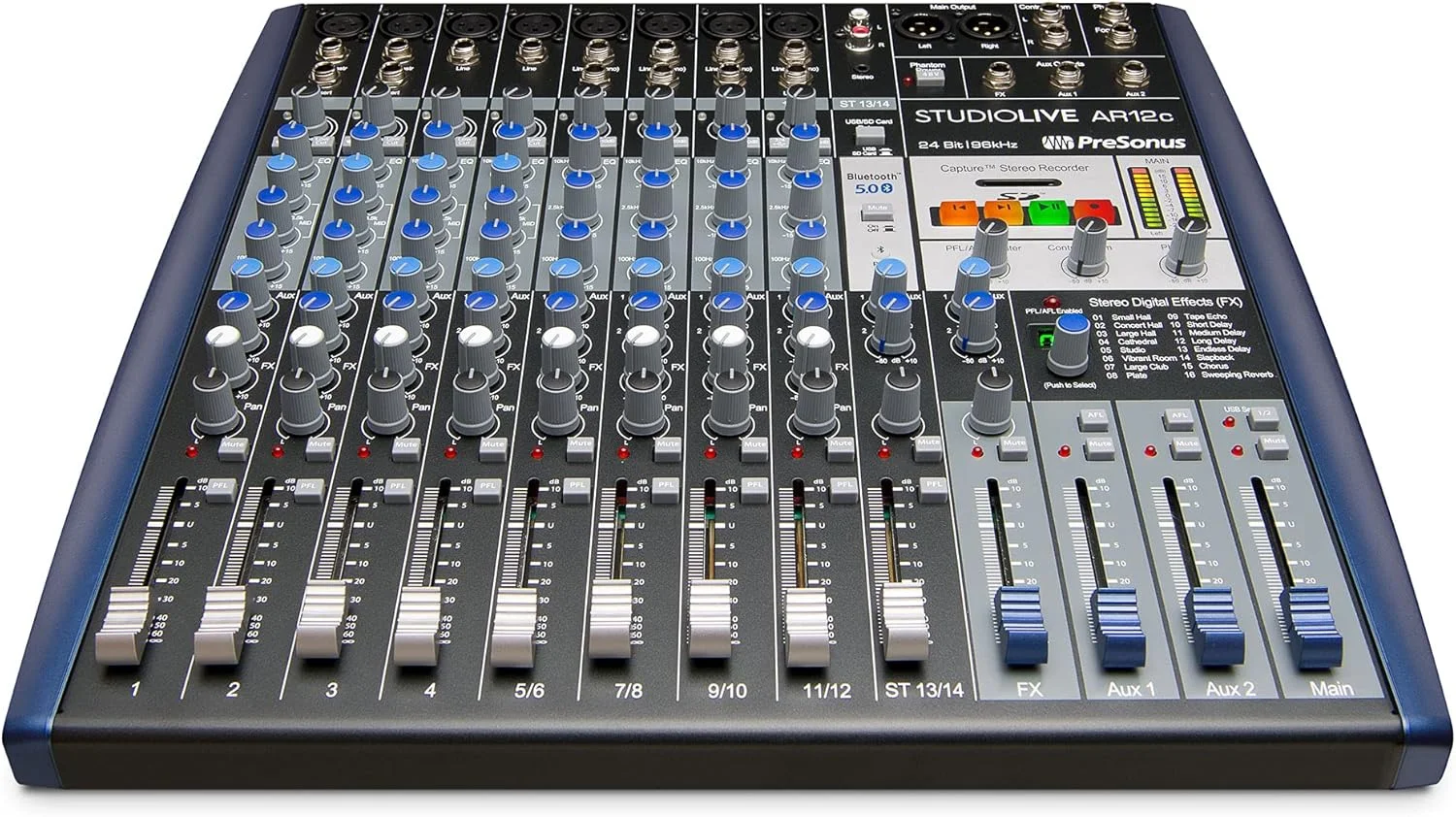 میکسر آنالوگ/کارت صدای PreSonus StudioLive AR12c، ۱۴ کانال، سازگار با USB-C و دارای ضبط کننده استریو SD میکسر آنالوگ/کارت صدای PreSonus StudioLive AR12c، ۱۴ کانال، سازگار با USB-C و دارای ضبط کننده استریو SD