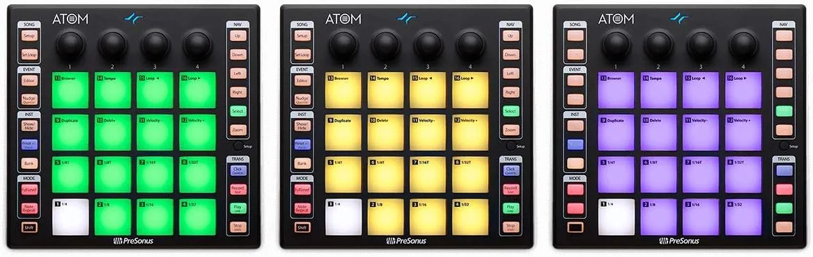 کنترلر پد تولید/MIDI و اجرای PreSonus ATOM به همراه میکروفون استودیویی حرفه ای و کیت ضبط