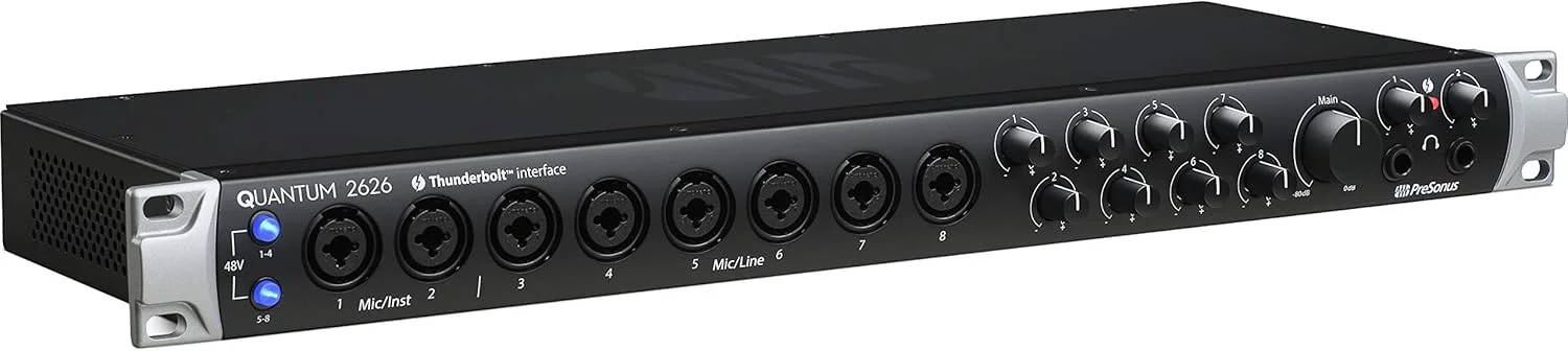کارت صدای پریسونوس Quantum 2626، 26x26، تاندربولت 3، با تاخیر کم به همراه بسته نرم افزاری شامل Studio One Artist، Ableton Live Lite DAW و موارد دیگر برای ضبط، استریم و پادکست