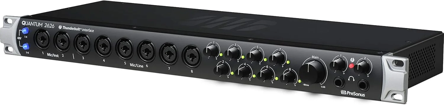 کارت صدای پریسونوس Quantum 2626، 26x26، تاندربولت 3، با تاخیر کم به همراه بسته نرم افزاری شامل Studio One Artist، Ableton Live Lite DAW و موارد دیگر برای ضبط، استریم و پادکست
