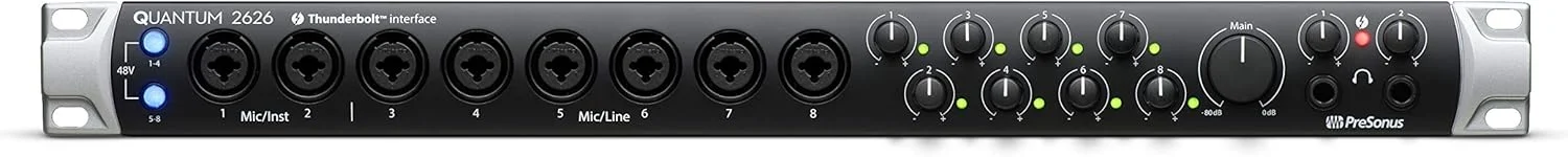 کارت صدای پریسونوس Quantum 2626، 26x26، تاندربولت 3، با تاخیر کم به همراه بسته نرم افزاری شامل Studio One Artist، Ableton Live Lite DAW و موارد دیگر برای ضبط، استریم و پادکست