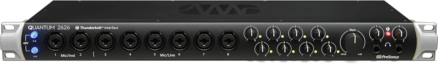کارت صدای پریسونوس Quantum 2626، 26x26، تاندربولت 3، با تاخیر کم به همراه بسته نرم افزاری شامل Studio One Artist، Ableton Live Lite DAW و موارد دیگر برای ضبط، استریم و پادکست