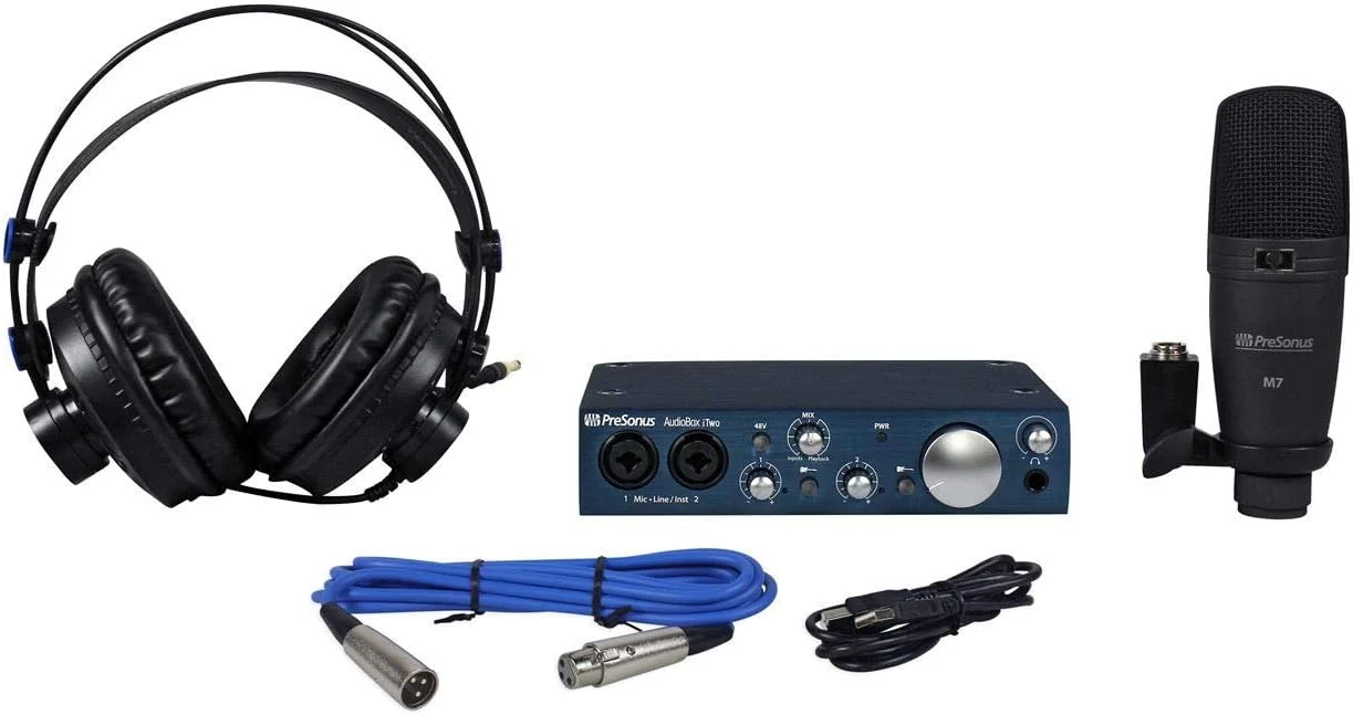 پکیج استودیویی Presonus Audiobox iTwo شامل کارت صدای USB 2x2، میکروفون و هدفون