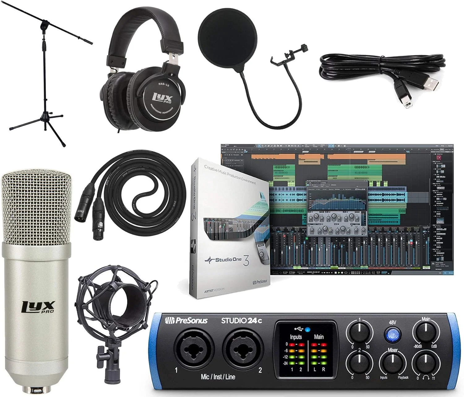 پکیج استودیویی کارت صدای PreSonus Studio 24c 2x2 USB Type-C به همراه نرم افزار Studio One Artist