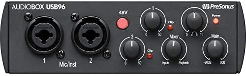 کارت صدای USB پریسونوس AudioBox USB 96 2x2 (مشکی نسخه 25 سالگی) به همراه پاپ فیلتر و کابل XLR