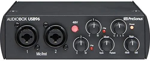 کارت صدای USB پریسونوس AudioBox USB 96 2x2 (مشکی نسخه 25 سالگی) به همراه پاپ فیلتر و کابل XLR
