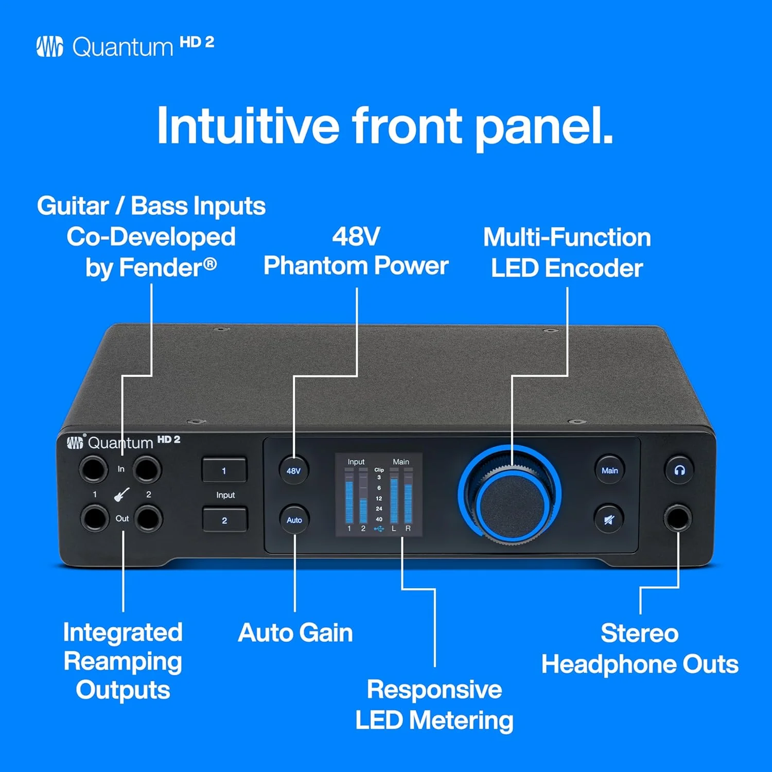 کارت صدای Presonus Quantum HD 2 20 x 24 با کیفیت 32 بیتی / 192 کیلوهرتز USB-C به همراه Studio One Pro و عضویت 12 ماهه Studio One+ Hybrid