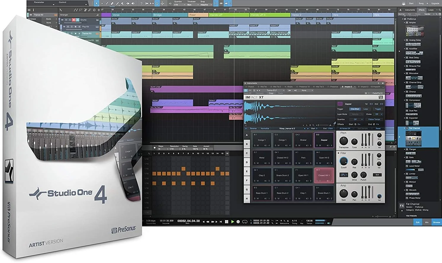 کیت کارت صدای USB 2.0 Presonus AudioBox 96 به همراه نرم افزار Studio One Artist، میکروفون کاندنسر، لرزه گیر و کابل XLR (رنگ کارت صدا ممکن است آبی یا مشکی باشد)