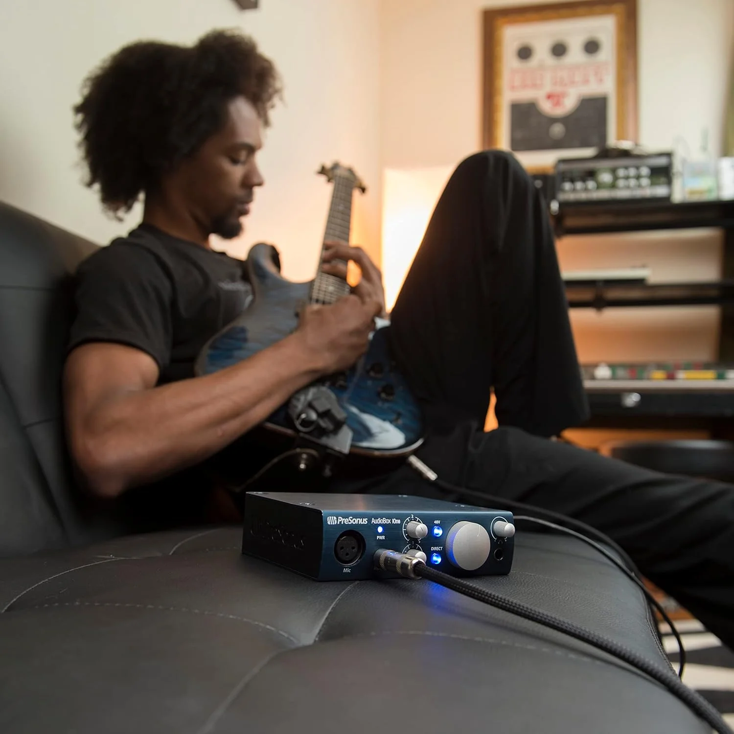کارت صدای PresonUS Audiobox USb/Ipad برای PC/Mac/Ios، دارای 1 پری امپ میکروفون، آبی، Audiobox Ione