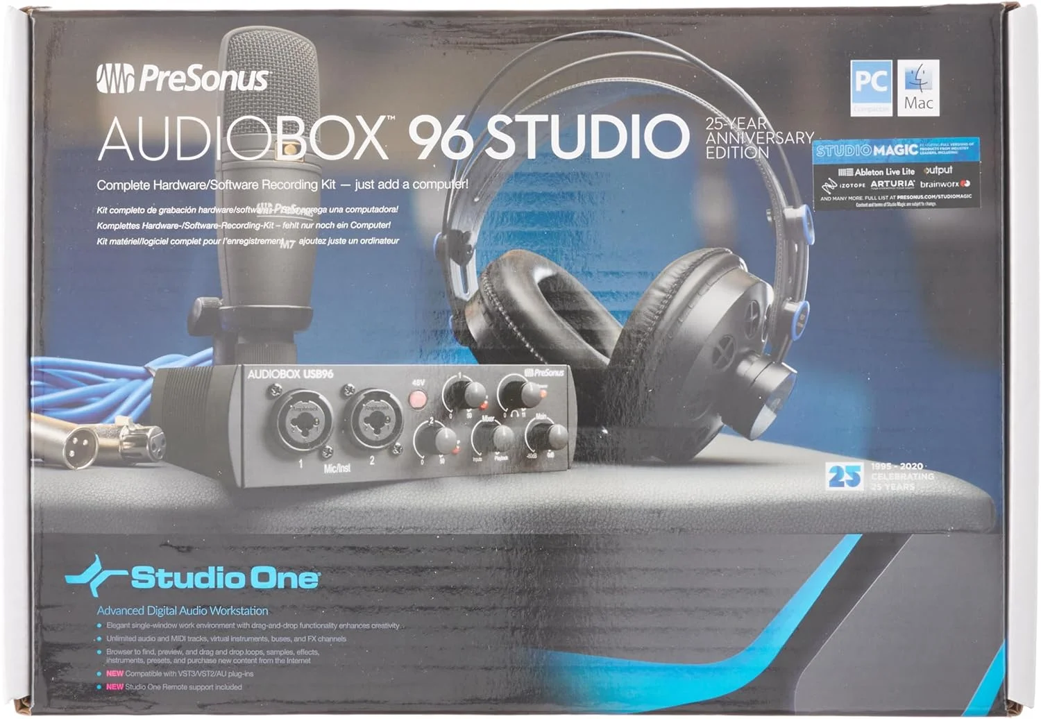 پکیج استودیویی Presonus Audiobox 96 نسخه 25 سالگی - کارت صدا، میکروفون، هدفون و نرم افزار پکیج استودیویی Presonus Audiobox 96 نسخه 25 سالگی - کارت صدا، میکروفون، هدفون و نرم افزار