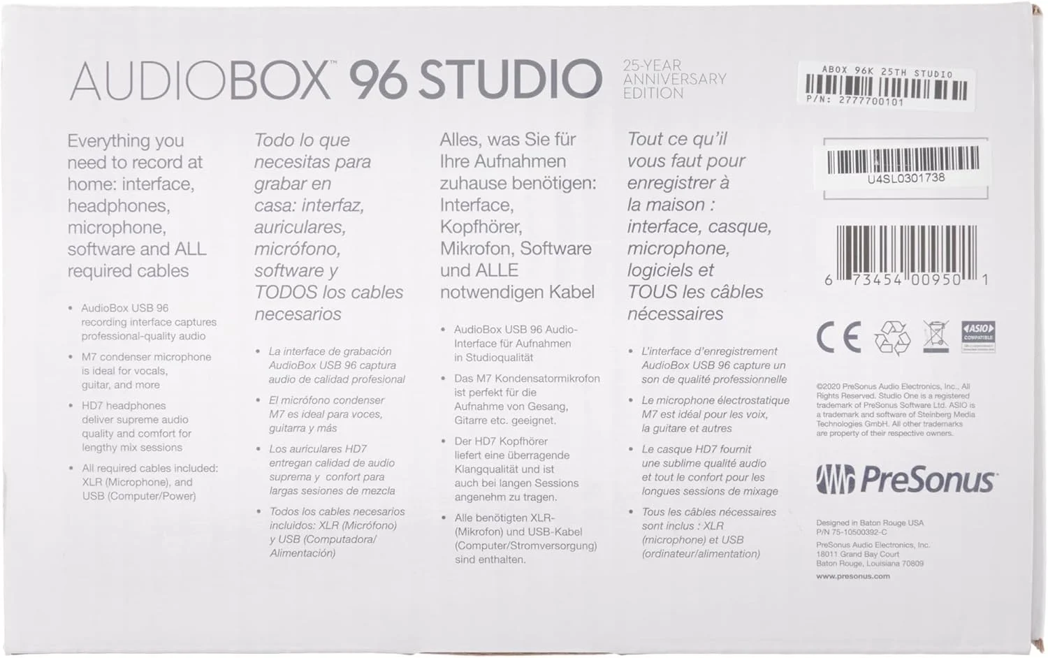 پکیج استودیویی Presonus Audiobox 96 نسخه 25 سالگی - کارت صدا، میکروفون، هدفون و نرم افزار پکیج استودیویی Presonus Audiobox 96 نسخه 25 سالگی - کارت صدا، میکروفون، هدفون و نرم افزار