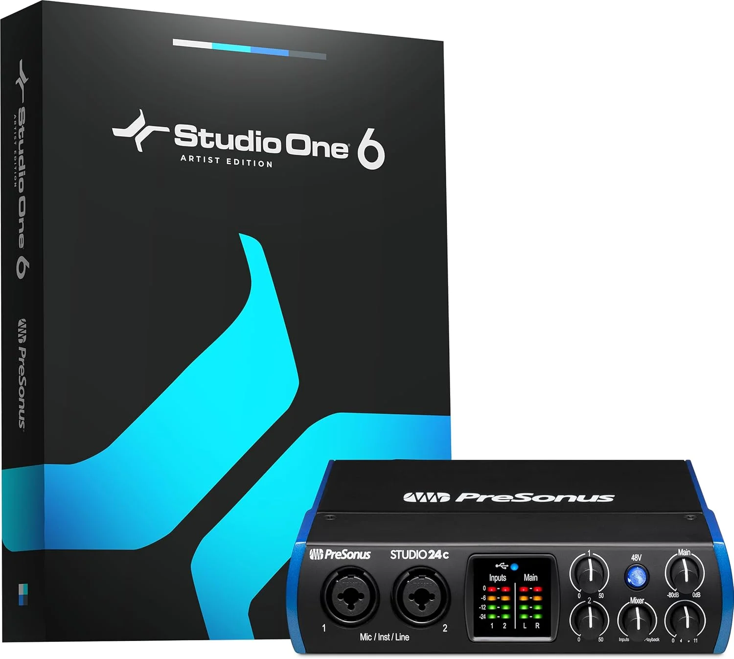 کارت صدای PreSonus Studio 24C با 2 پری امپ میکروفون و خروجی لاین