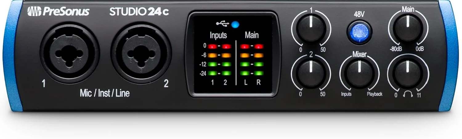 کارت صدای PreSonus Studio 24C با 2 پری امپ میکروفون و خروجی لاین کارت صدای PreSonus Studio 24C با 2 پری امپ میکروفون و خروجی لاین