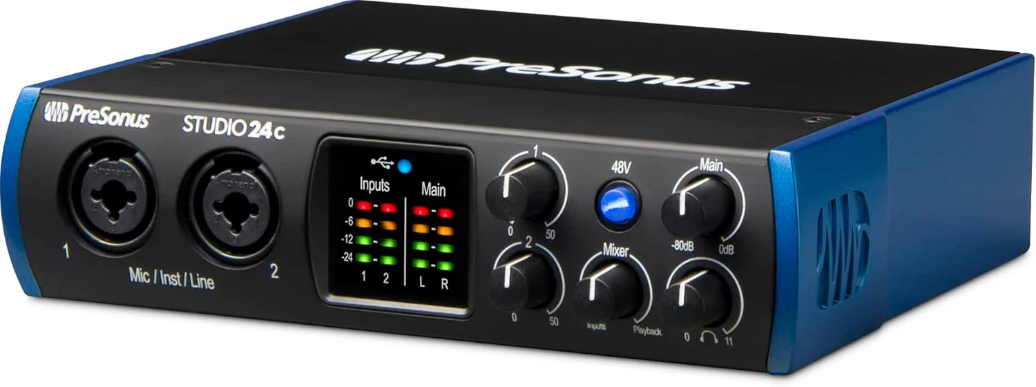 کارت صدای PreSonus Studio 24C با 2 پری امپ میکروفون و خروجی لاین کارت صدای PreSonus Studio 24C با 2 پری امپ میکروفون و خروجی لاین