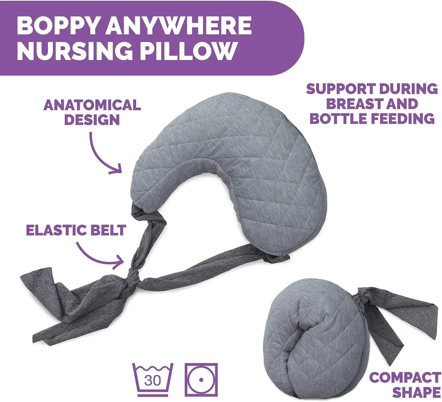 بالش شیردهی چیکو Boppy Anywhere™، خاکستری بالش شیردهی چیکو Boppy Anywhere™، خاکستری