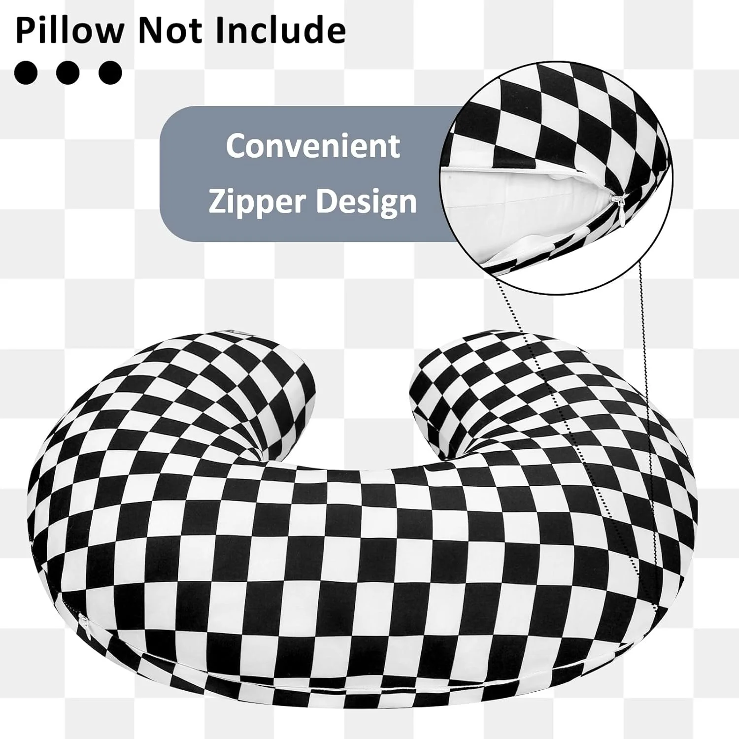 روکش بالش شیردهی دیلیمی، کاور کشی قابل جابجایی برای بالش های شیردهی، روکش فوق العاده نرم و راحت برای نوزاد دختر و پسر، طرح شطرنجی مشکی