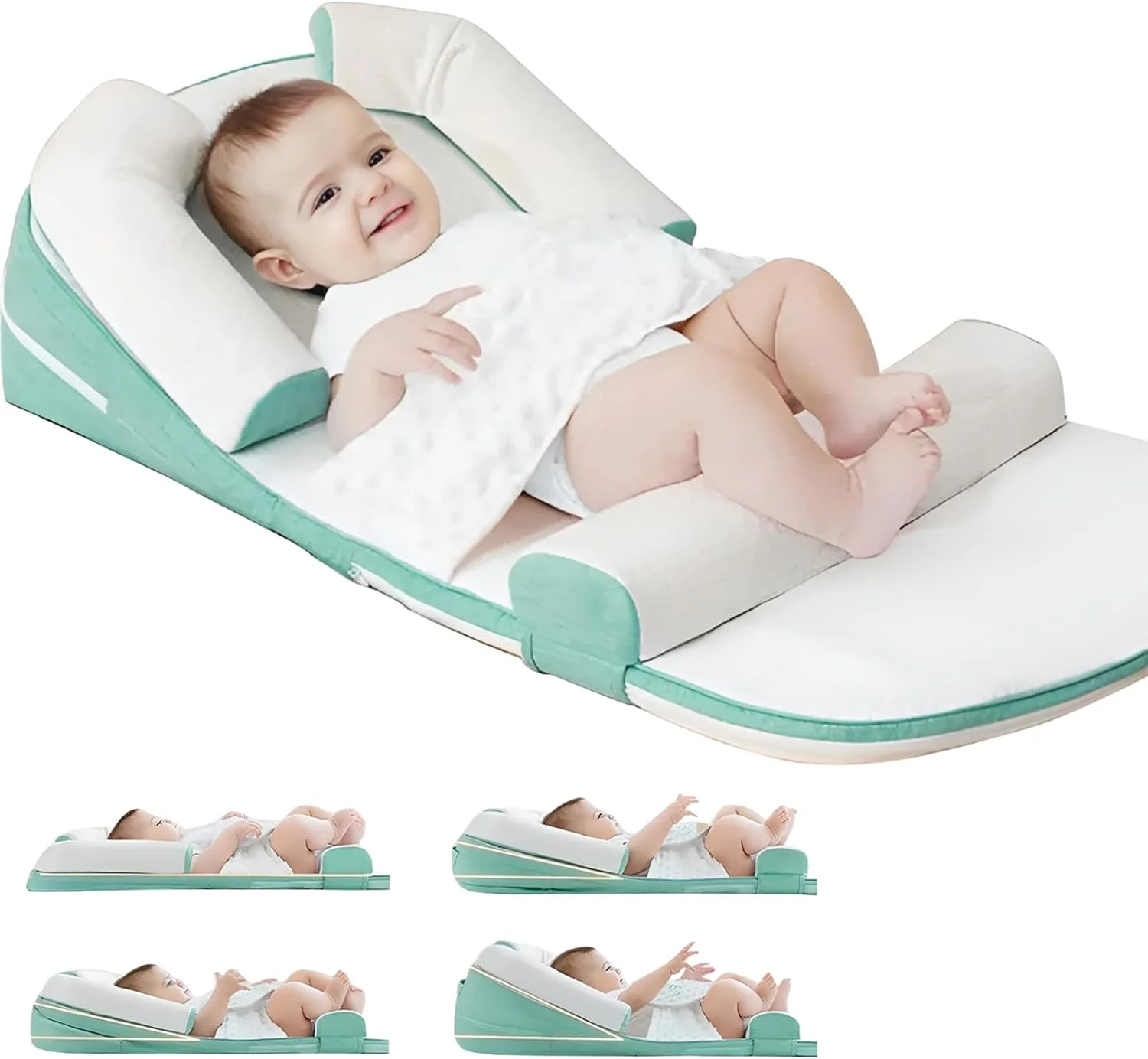 بالش شیردهی نوزاد، بالش شیردهی چند منظوره سایز بزرگ اصلی، تشک شیب دار ضد برگشت شیر نوزاد، کوسن حمایتی پنبه ای مموری