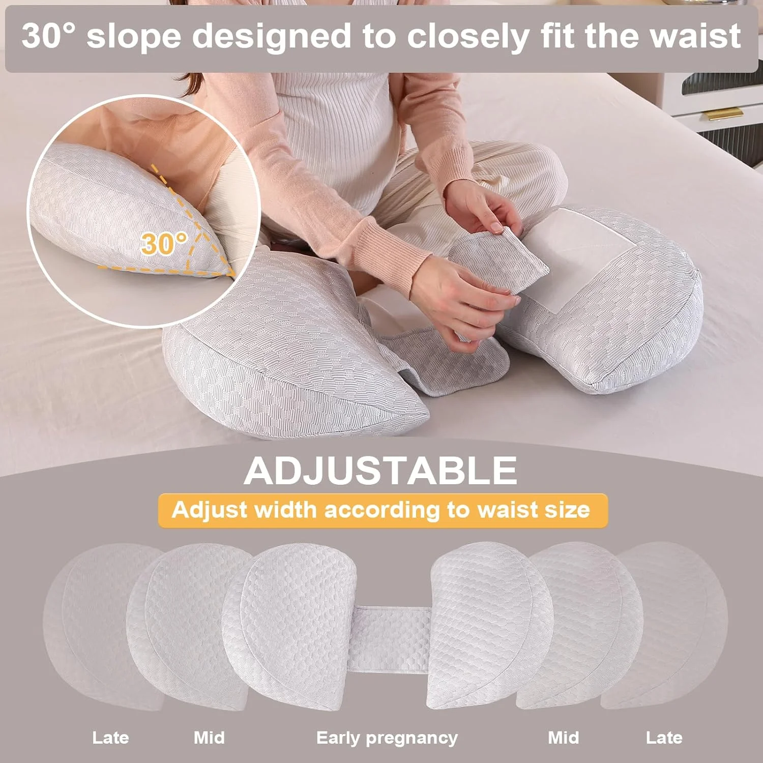 بالش بارداری گوه ای SHANNA برای خواب، بالش تمام بدن راحت و قابل تنظیم جدید 2024 با روکش بامبو خنک کننده و ابریشمی، بالش شیردهی برای بارداری، بالش بارداری و بدن (خاکستری) بالش بارداری گوه ای SHANNA برای خواب، بالش تمام بدن راحت و قابل تنظیم جدید 2024 با روکش بامبو خنک کننده و ابریشمی، بالش شیردهی برای بارداری، بالش بارداری و بدن (خاکستری)