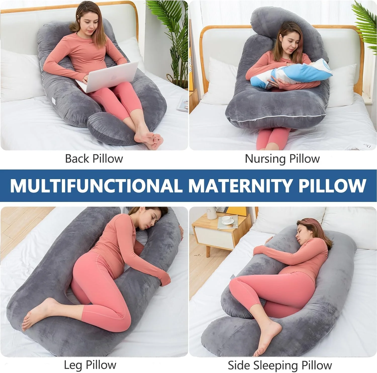 بالش بدن مموری فوم خرد شده، بالش بارداری برای خواب، بالش بارداری برای زنان باردار، بالش بدن U شکل با فوم مموری و روکش مخملی (مخمل خاکستری، 60 اینچ) بالش بدن مموری فوم خرد شده، بالش بارداری برای خواب، بالش بارداری برای زنان باردار، بالش بدن U شکل با فوم مموری و روکش مخملی (مخمل خاکستری، 60 اینچ)