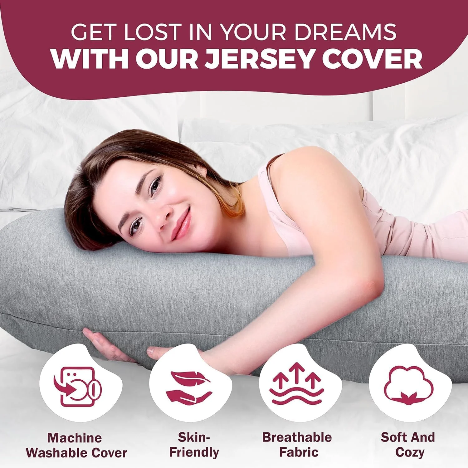 بالش بارداری Skade برای خواب - بالش تمام بدن V C U شکل با روکش قابل جدا شدن، بالش بارداری 57 اینچی برای زنان باردار، پشتیبانی از پشت شکم پاها لگن (خاکستری نخی) بالش بارداری Skade برای خواب - بالش تمام بدن V C U شکل با روکش قابل جدا شدن، بالش بارداری 57 اینچی برای زنان باردار، پشتیبانی از پشت شکم پاها لگن (خاکستری نخی)