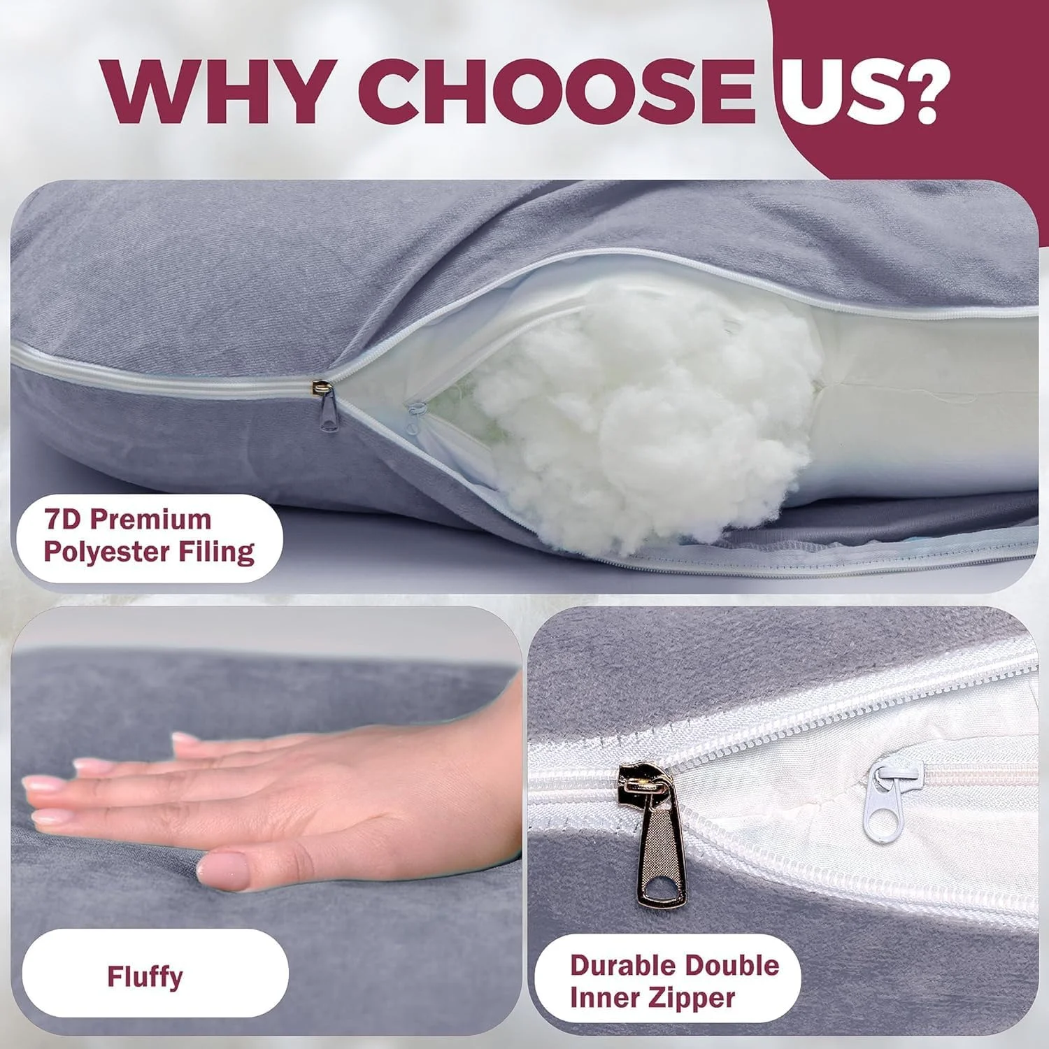 بالش بارداری Skade برای خواب - بالش تمام بدن V C U شکل با روکش قابل جدا شدن، بالش بارداری 57 اینچی برای زنان باردار، پشتیبانی از پشت شکم پاها لگن (خاکستری نخی) بالش بارداری Skade برای خواب - بالش تمام بدن V C U شکل با روکش قابل جدا شدن، بالش بارداری 57 اینچی برای زنان باردار، پشتیبانی از پشت شکم پاها لگن (خاکستری نخی)