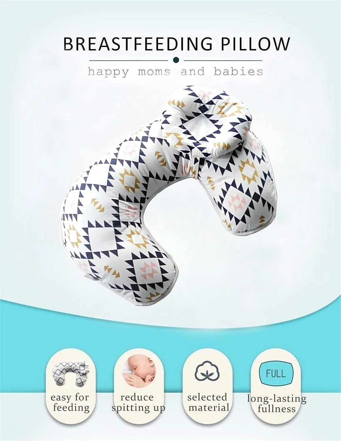 بالش شیردهی نوزاد MIXDE، بالش شیردهی بارداری U شکل، بالش قابل تنظیم با زاویه 45 درجه برای شیردهی نوزاد - طرح هندسی بالش شیردهی نوزاد MIXDE، بالش شیردهی بارداری U شکل، بالش قابل تنظیم با زاویه 45 درجه برای شیردهی نوزاد - طرح هندسی