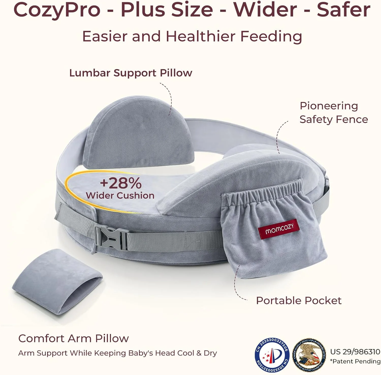 بالش شیردهی Momcozy CozyPro - پشتیبانی کامل از کمر و بازو - نرده ایمنی، فوم حافظه دار سفت و فنری - پایدار، پشتیبانی ارگونومیک، شیردهی آسان تر، کوسن پهن تر، قابل تنظیم، روکش قابل جدا شدن بالش شیردهی Momcozy CozyPro - پشتیبانی کامل از کمر و بازو - نرده ایمنی، فوم حافظه دار سفت و فنری - پایدار، پشتیبانی ارگونومیک، شیردهی آسان تر، کوسن پهن تر، قابل تنظیم، روکش قابل جدا شدن