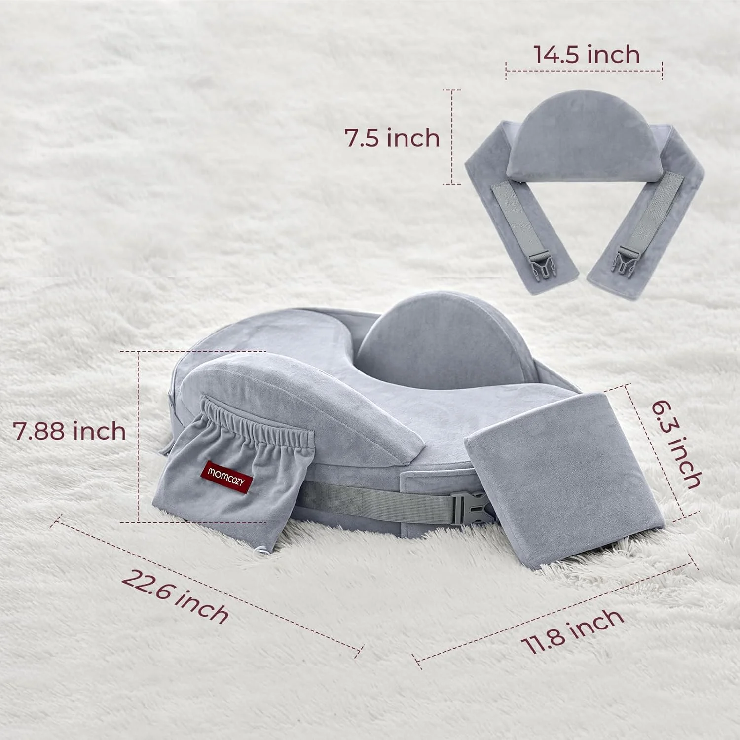 بالش شیردهی Momcozy CozyPro - پشتیبانی کامل از کمر و بازو - نرده ایمنی، فوم حافظه دار سفت و فنری - پایدار، پشتیبانی ارگونومیک، شیردهی آسان تر، کوسن پهن تر، قابل تنظیم، روکش قابل جدا شدن بالش شیردهی Momcozy CozyPro - پشتیبانی کامل از کمر و بازو - نرده ایمنی، فوم حافظه دار سفت و فنری - پایدار، پشتیبانی ارگونومیک، شیردهی آسان تر، کوسن پهن تر، قابل تنظیم، روکش قابل جدا شدن