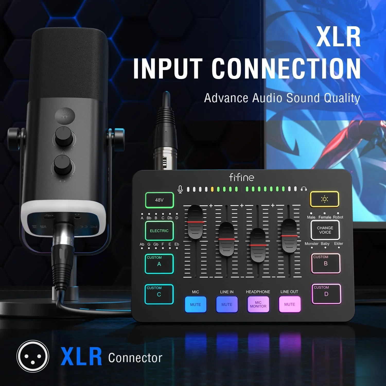 میکسر صوتی گیمینگ FIFINE با رابط میکروفون XLR، میکسر RGB PC DJ با فیدر صدا، کنترل مجزا، قطع و وصل صدا و مانیتور، منبع تغذیه فانتوم 48 ولت، برای میکسر صوتی گیمینگ FIFINE با رابط میکروفون XLR، میکسر RGB PC DJ با فیدر صدا، کنترل مجزا، قطع و وصل صدا و مانیتور، منبع تغذیه فانتوم 48 ولت، برای