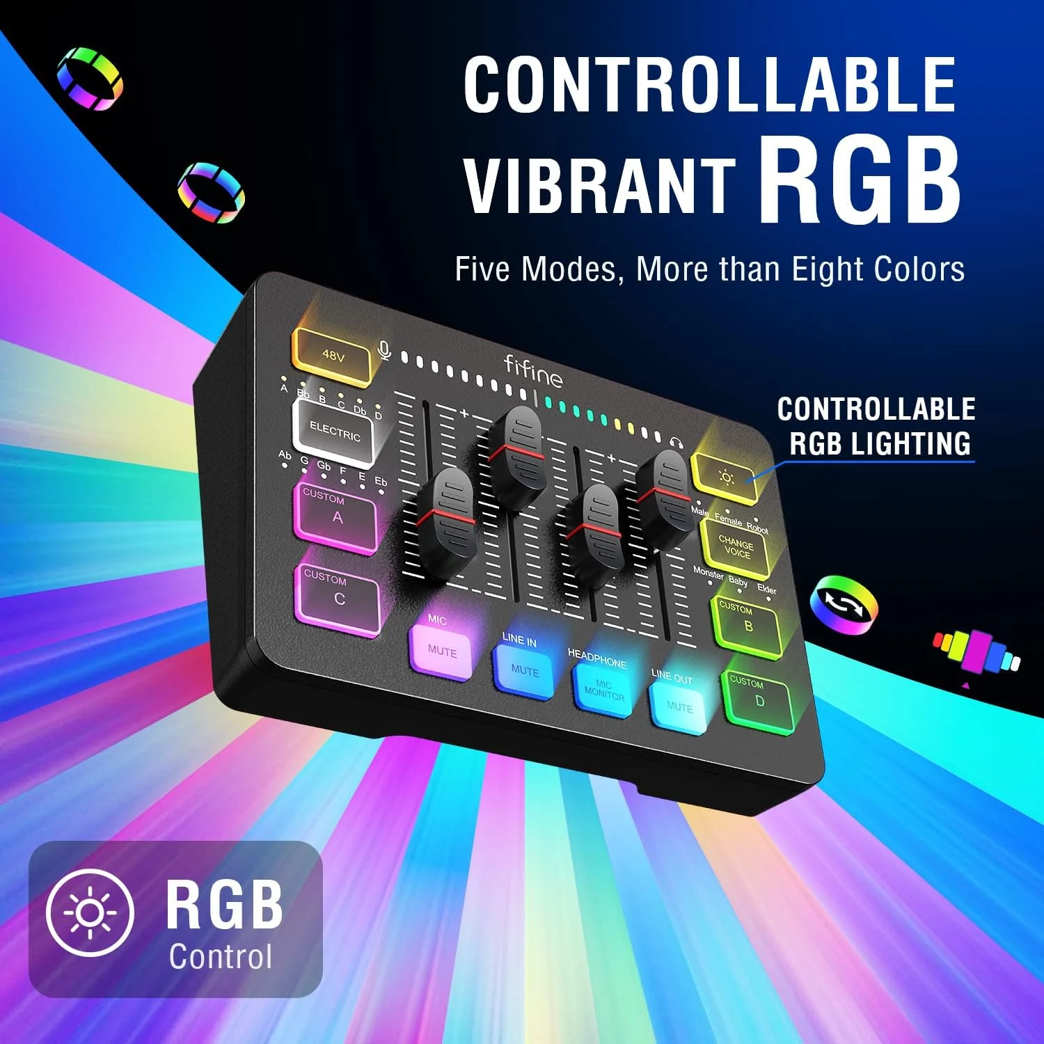 میکسر صوتی گیمینگ FIFINE با رابط میکروفون XLR، میکسر RGB PC DJ با فیدر صدا، کنترل مجزا، قطع و وصل صدا و مانیتور، منبع تغذیه فانتوم 48 ولت، برای میکسر صوتی گیمینگ FIFINE با رابط میکروفون XLR، میکسر RGB PC DJ با فیدر صدا، کنترل مجزا، قطع و وصل صدا و مانیتور، منبع تغذیه فانتوم 48 ولت، برای
