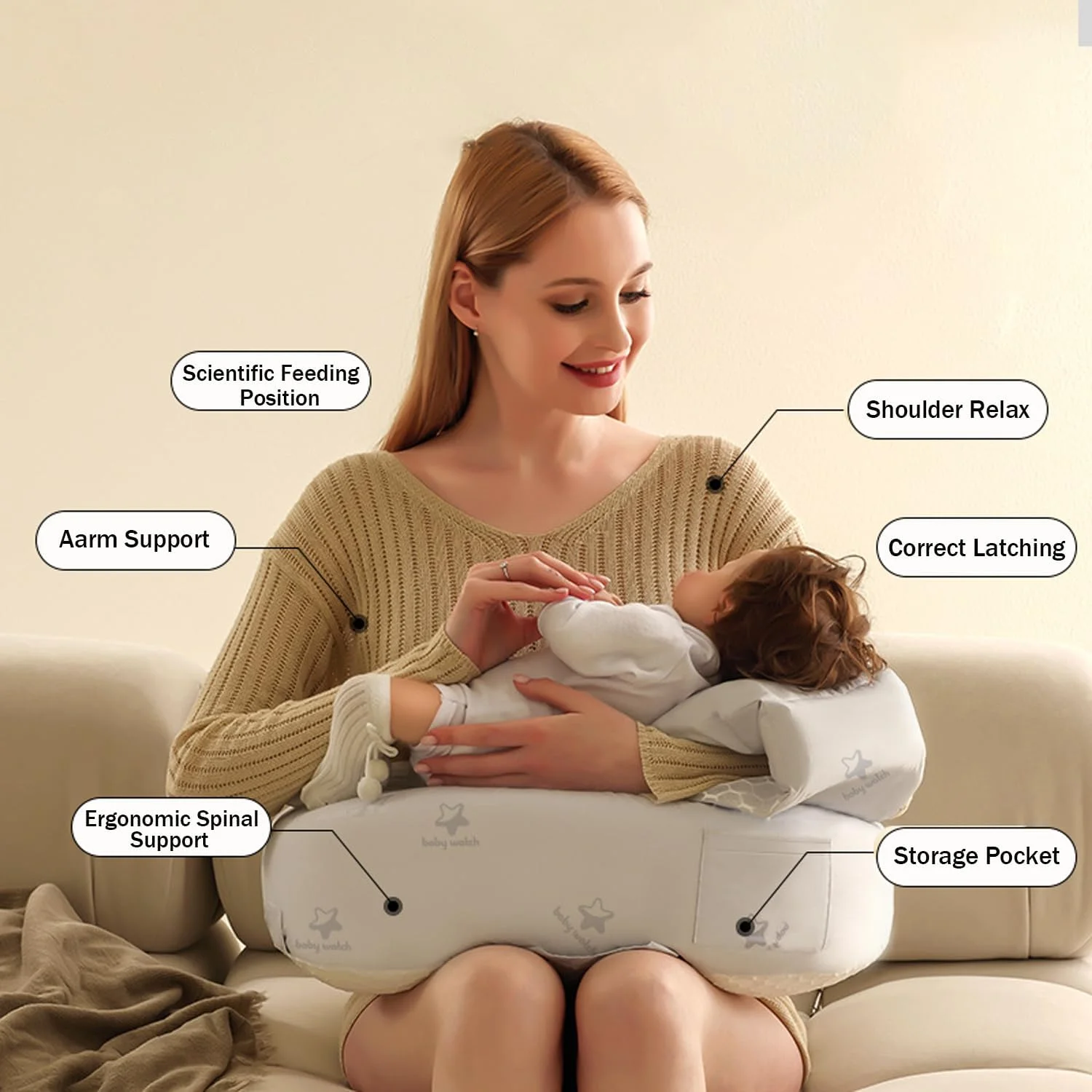 بالش شیردهی GGEROU - بالش شیردهی ارگونومیک برای پشتیبانی نهایی از مادر و کودک - بند کمر قابل تنظیم و دارای جیب کناری کاربردی بالش شیردهی GGEROU - بالش شیردهی ارگونومیک برای پشتیبانی نهایی از مادر و کودک - بند کمر قابل تنظیم و دارای جیب کناری کاربردی