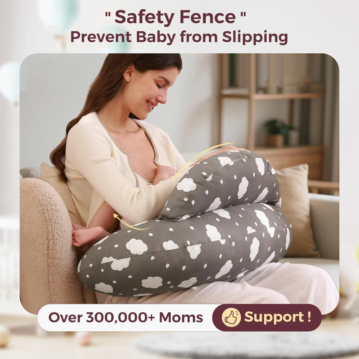 بالش شیردهی فانیتو با نرده ایمنی پیشگام - بالش های تغذیه پهن تر برای حمایت بیشتر از مادر و نوزاد - شیردهی آسان تر و بدون دست - مناسب برای همه، روکش نخی قابل جابجایی بالش شیردهی فانیتو با نرده ایمنی پیشگام - بالش های تغذیه پهن تر برای حمایت بیشتر از مادر و نوزاد - شیردهی آسان تر و بدون دست - مناسب برای همه، روکش نخی قابل جابجایی