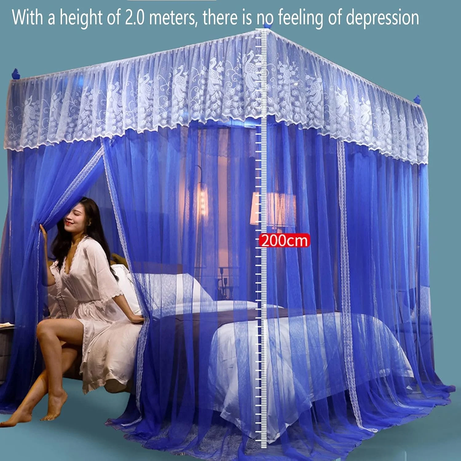 پشه بند توری ZJCQA تاشو مناسب کودکان و تخت های یک نفره و دو نفره، سقفی مربعی، سه درب، مدل زمینی بدون زیپ پشه بند توری ZJCQA تاشو مناسب کودکان و تخت های یک نفره و دو نفره، سقفی مربعی، سه درب، مدل زمینی بدون زیپ