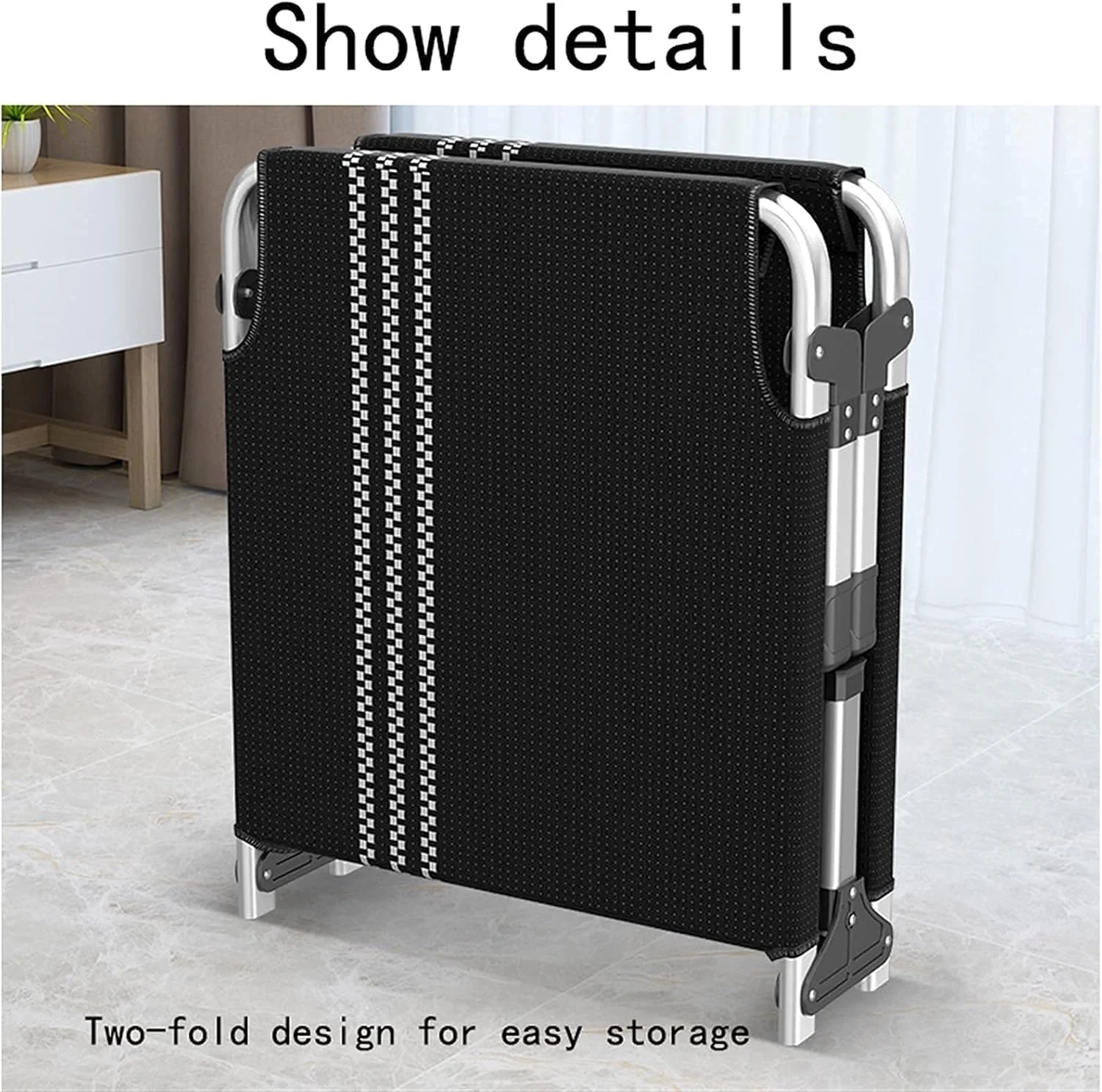 تخت تاشو آلومینیومی ZJCQA، تخت خواب یک نفره مشکی با تحمل بار استاتیک، مقاوم در برابر زنگ زدگی، تخت تاشو قابل حمل با پارچه مصنوعی تنفسی 181x68x35 سانتی متر، حداکثر تحمل وزن 200 کیلوگرم (رنگ مشکی) تخت تاشو آلومینیومی ZJCQA، تخت خواب یک نفره مشکی با تحمل بار استاتیک، مقاوم در برابر زنگ زدگی، تخت تاشو قابل حمل با پارچه مصنوعی تنفسی 181x68x35 سانتی متر، حداکثر تحمل وزن 200 کیلوگرم (رنگ مشکی)