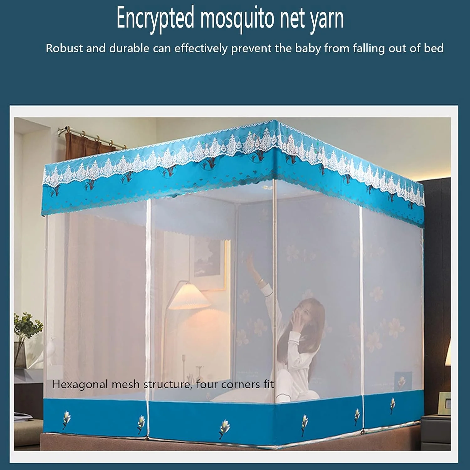 پشه بند توری تاشو ZJCQA برای تخت یک نفره، دو نفره، تخت نشیمن، تخت خواب، پرده سایه بان زیپ دار پشه بند توری تاشو ZJCQA برای تخت یک نفره، دو نفره، تخت نشیمن، تخت خواب، پرده سایه بان زیپ دار