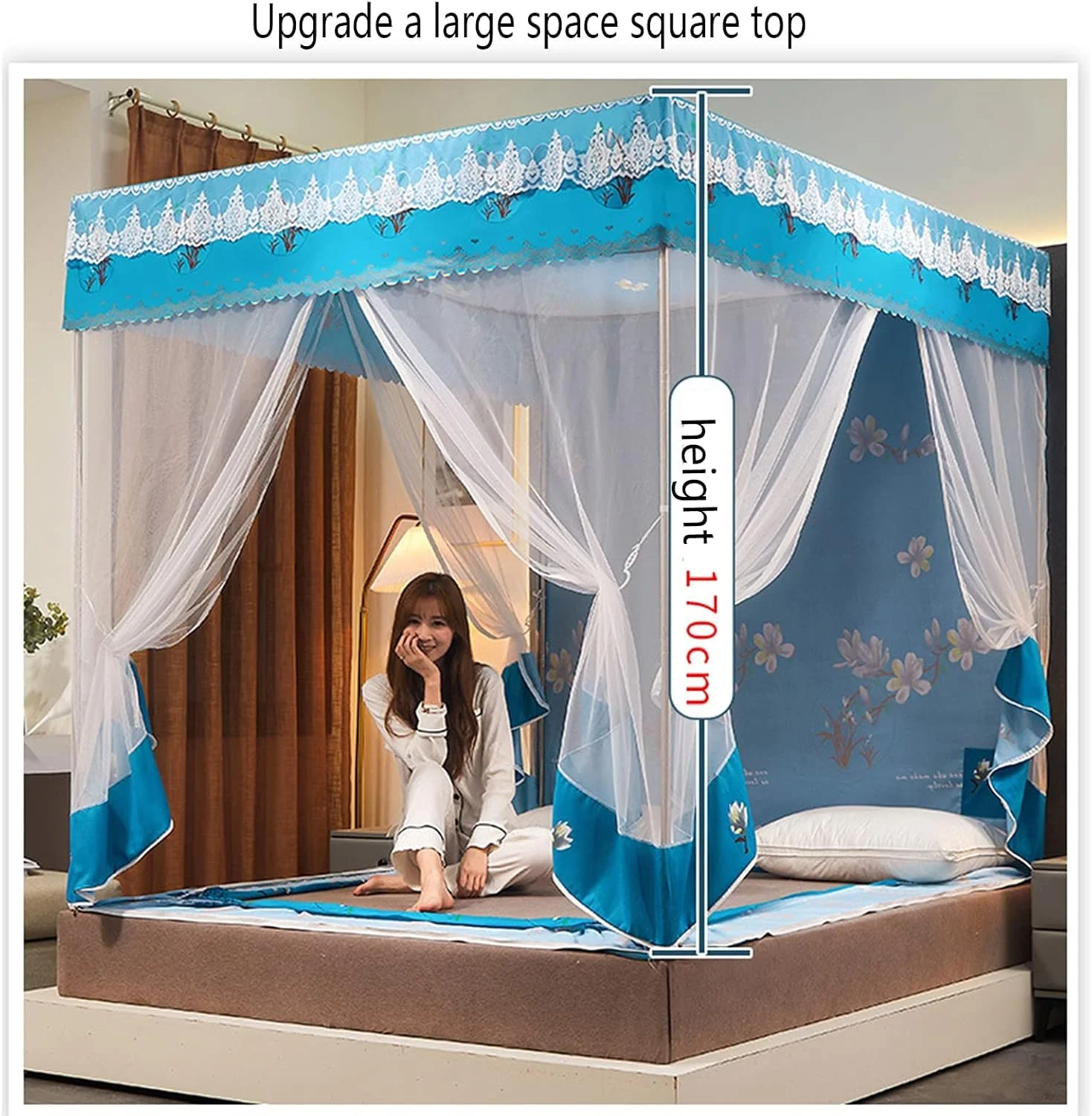 پشه بند توری تاشو ZJCQA برای تخت یک نفره، دو نفره، تخت نشیمن، تخت خواب، پرده سایه بان زیپ دار پشه بند توری تاشو ZJCQA برای تخت یک نفره، دو نفره، تخت نشیمن، تخت خواب، پرده سایه بان زیپ دار