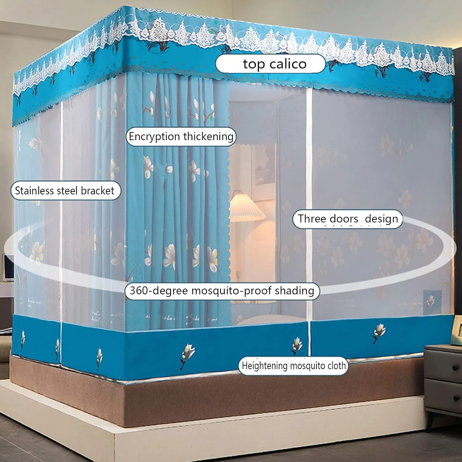 پشه بند توری تاشو ZJCQA برای تخت یک نفره، دو نفره، تخت نشیمن، تخت خواب، پرده سایه بان زیپ دار پشه بند توری تاشو ZJCQA برای تخت یک نفره، دو نفره، تخت نشیمن، تخت خواب، پرده سایه بان زیپ دار