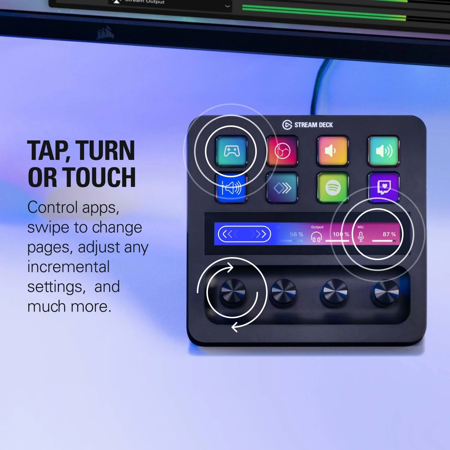 Elgato Stream Deck + XLR - کنترلر گردش کار، میکسر صدا، کلیدهای ماکرو/دکمهها/نوارهای لمسی قابل تنظیم، رابط میکروفون XLR به USB، اتصال USB-C، سازگار با Mac/PC Elgato Stream Deck + XLR - کنترلر گردش کار، میکسر صدا، کلیدهای ماکرو/دکمهها/نوارهای لمسی قابل تنظیم، رابط میکروفون XLR به USB، اتصال USB-C، سازگار با Mac/PC