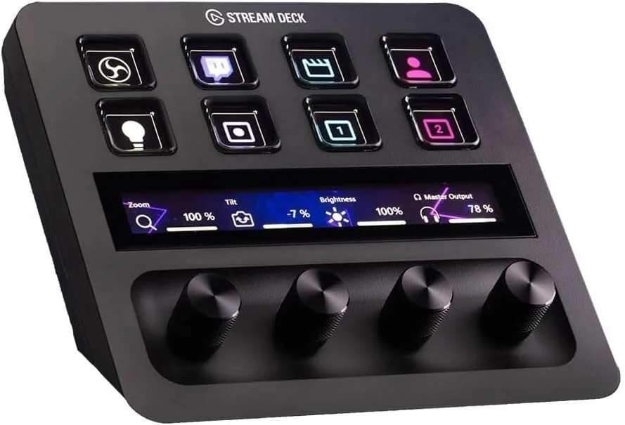 Elgato Stream Deck + XLR - کنترلر گردش کار، میکسر صدا، کلیدهای ماکرو/دکمهها/نوارهای لمسی قابل تنظیم، رابط میکروفون XLR به USB، اتصال USB-C، سازگار با Mac/PC Elgato Stream Deck + XLR - کنترلر گردش کار، میکسر صدا، کلیدهای ماکرو/دکمهها/نوارهای لمسی قابل تنظیم، رابط میکروفون XLR به USB، اتصال USB-C، سازگار با Mac/PC