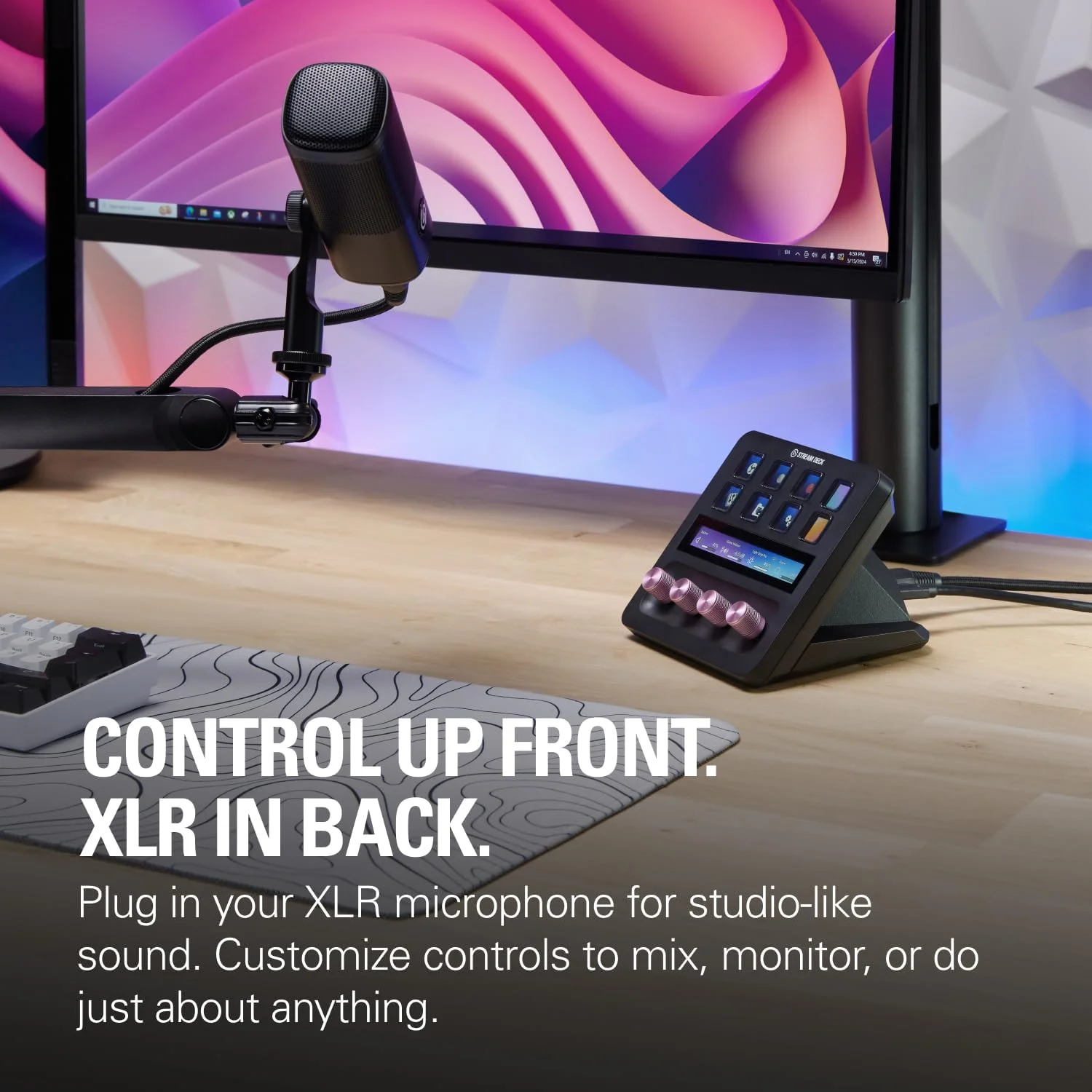 Elgato Stream Deck + XLR - کنترلر گردش کار، میکسر صدا، کلیدهای ماکرو/دکمهها/نوارهای لمسی قابل تنظیم، رابط میکروفون XLR به USB، اتصال USB-C، سازگار با Mac/PC Elgato Stream Deck + XLR - کنترلر گردش کار، میکسر صدا، کلیدهای ماکرو/دکمهها/نوارهای لمسی قابل تنظیم، رابط میکروفون XLR به USB، اتصال USB-C، سازگار با Mac/PC